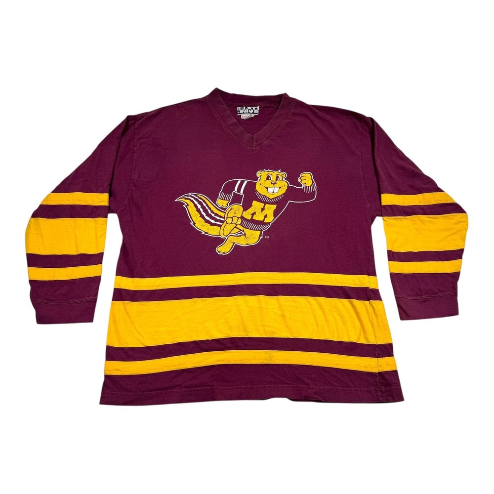 Minnesota Golden Gophers Shirt Mens Large Maroon Gold College Hockey Jersey Baja